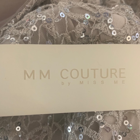 Miss Me MM Couture Taupe Sequin Embellished Dress Sz M - Picture 5 of 7